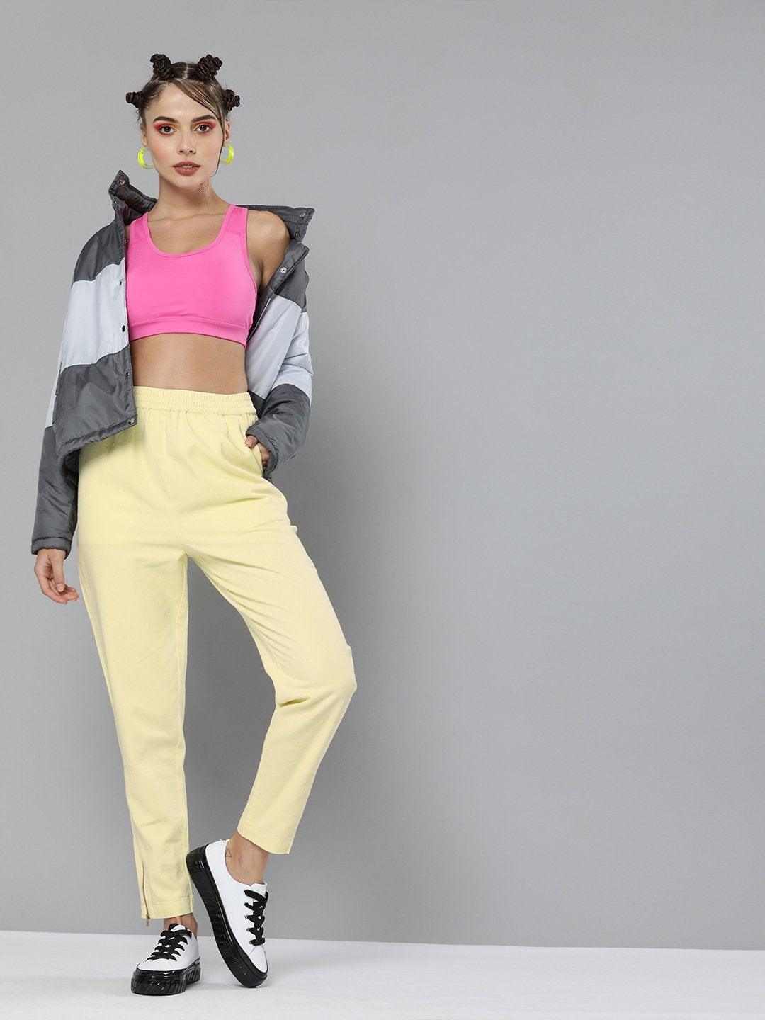 Women's Yellow Side Zipper Joggers - SASSAFRAS - Indiakreations