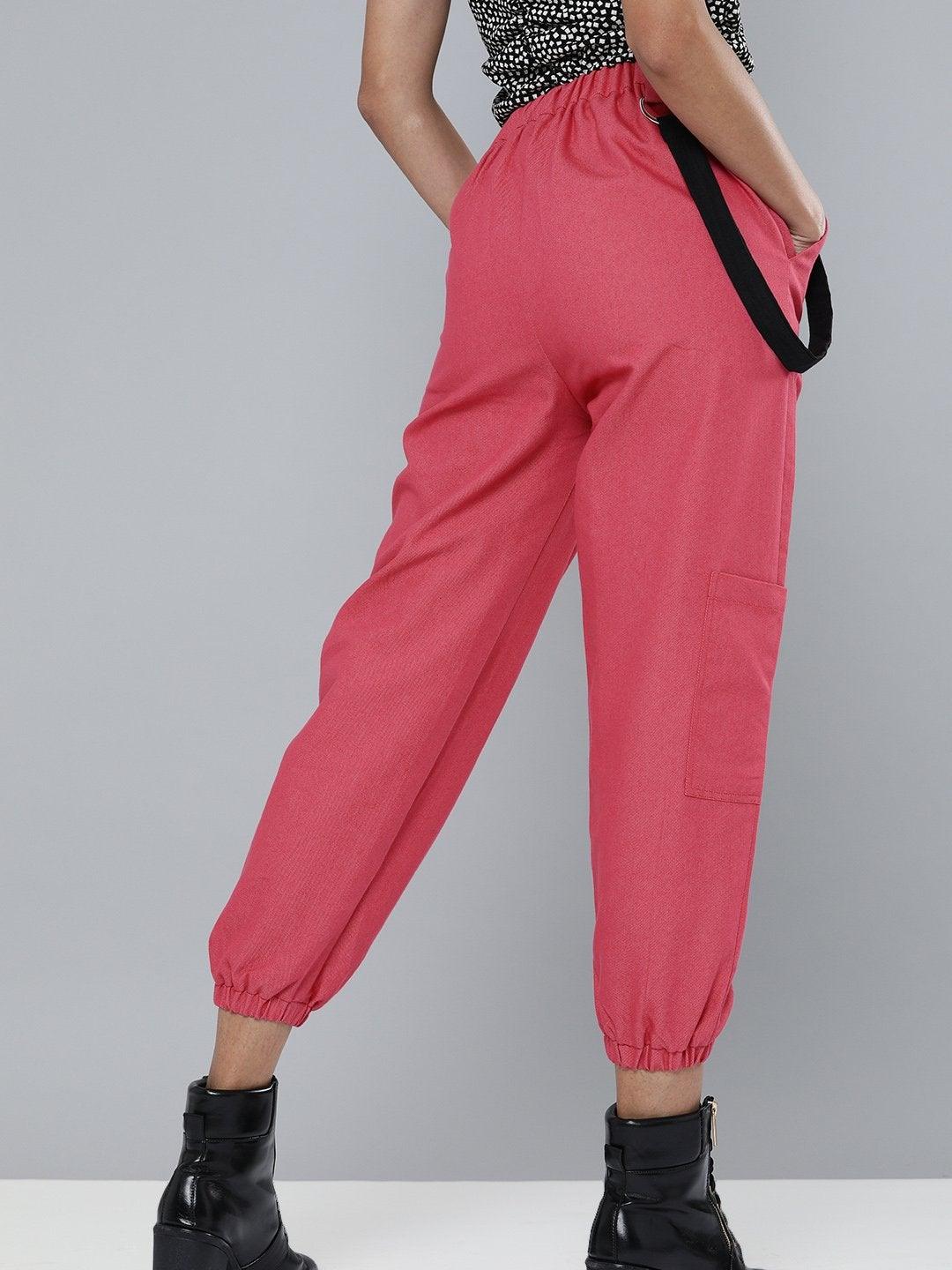 Women's Fuchsia Hip-Hop Streetwear Cargo Pants - SASSAFRAS - Indiakreations