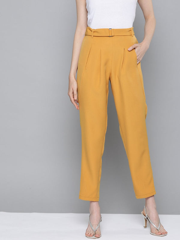 Women's Mustard Tapered Pants - SASSAFRAS