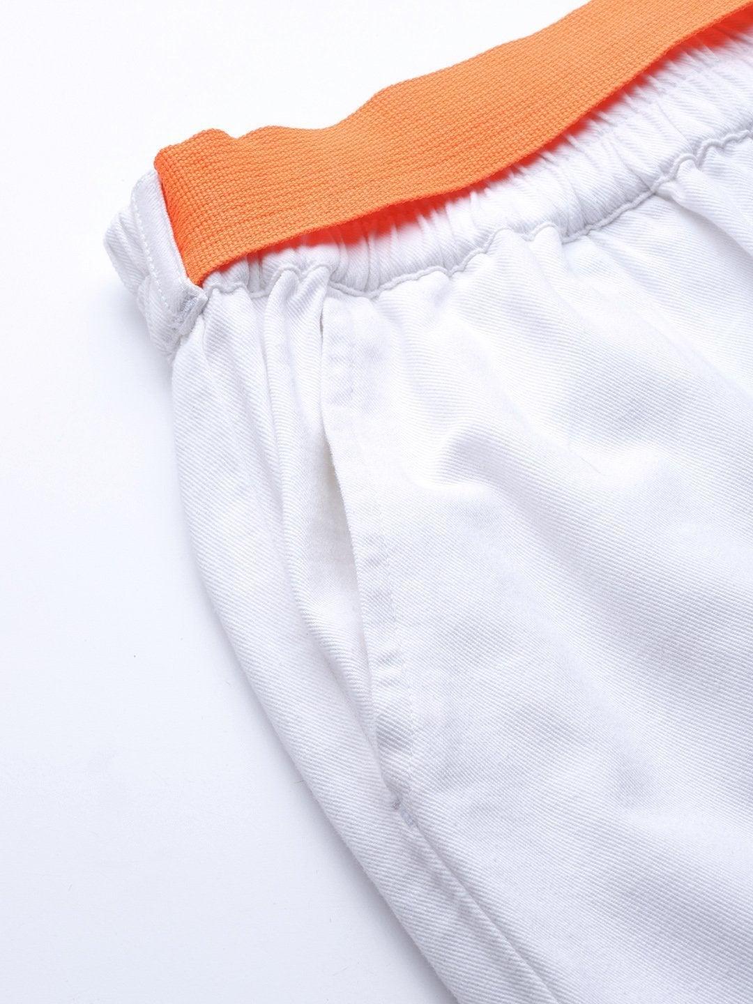 Women's White Button Detail Twill Joggers - SASSAFRAS - Indiakreations