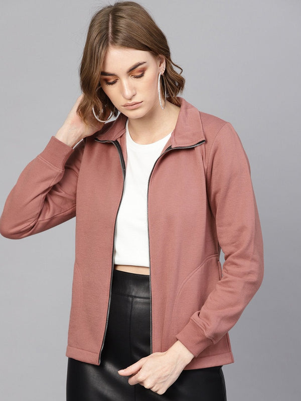 Women's Dusty Pink Zipper Sweatshirt - SASSAFRAS