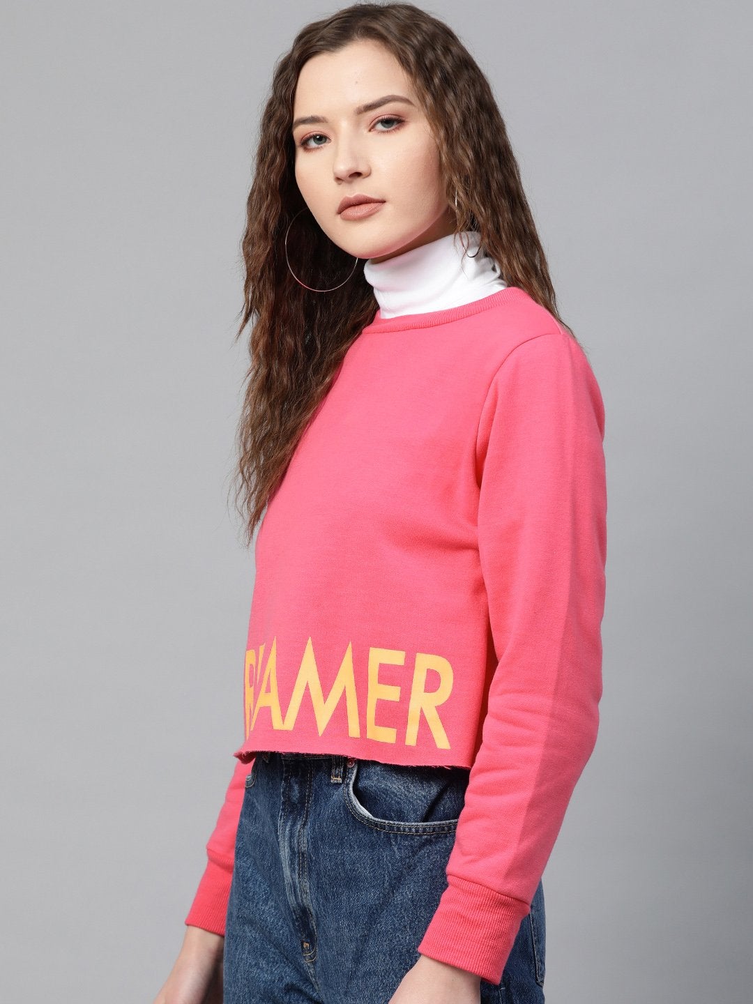 Women's Fuchsia Dreamer Print Sweatshirt - SASSAFRAS - Indiakreations