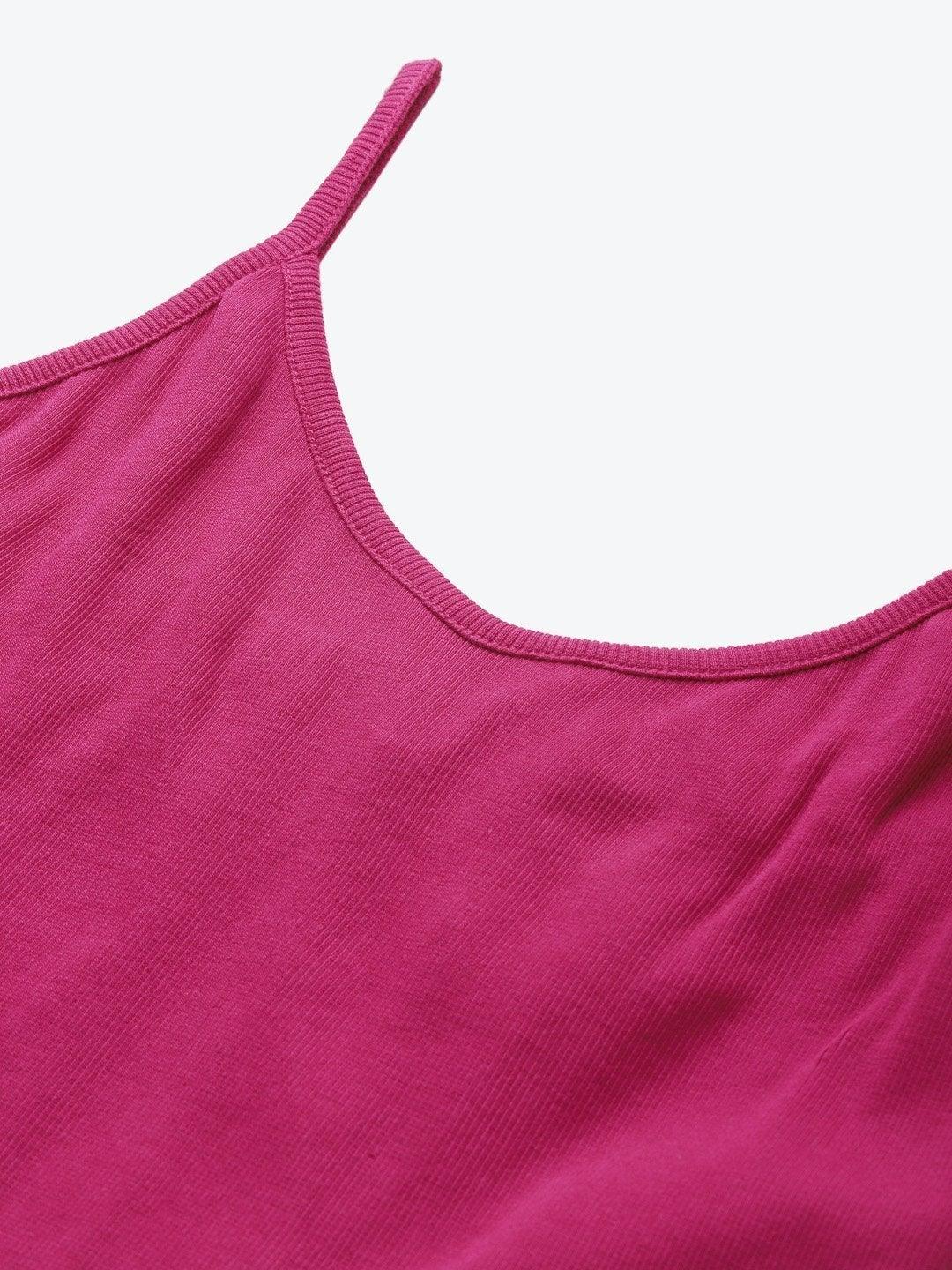 Women's Fuchsia Strappy Crop Top - SASSAFRAS - Indiakreations