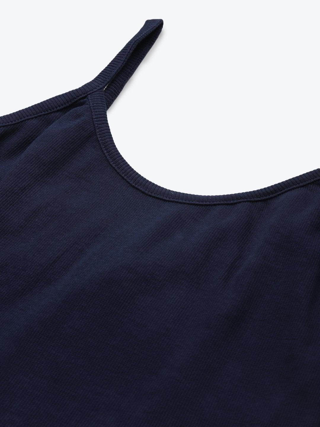 Women's Navy Strappy Crop Top - SASSAFRAS - Indiakreations