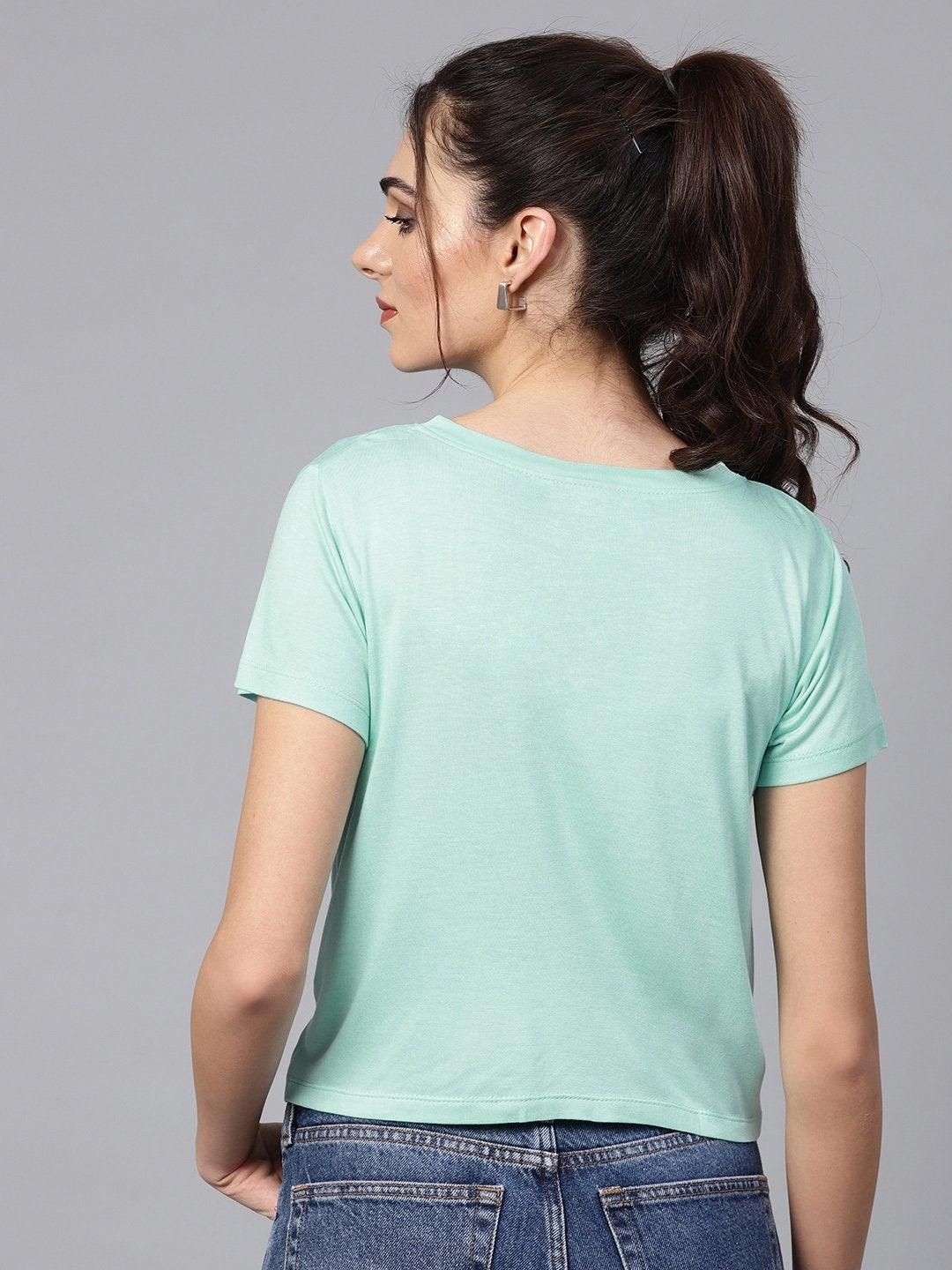 Women's Mint Knot Hem Crop Tee - SASSAFRAS - Indiakreations