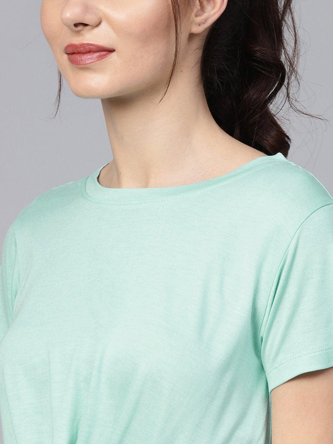 Women's Mint Knot Hem Crop Tee - SASSAFRAS - Indiakreations