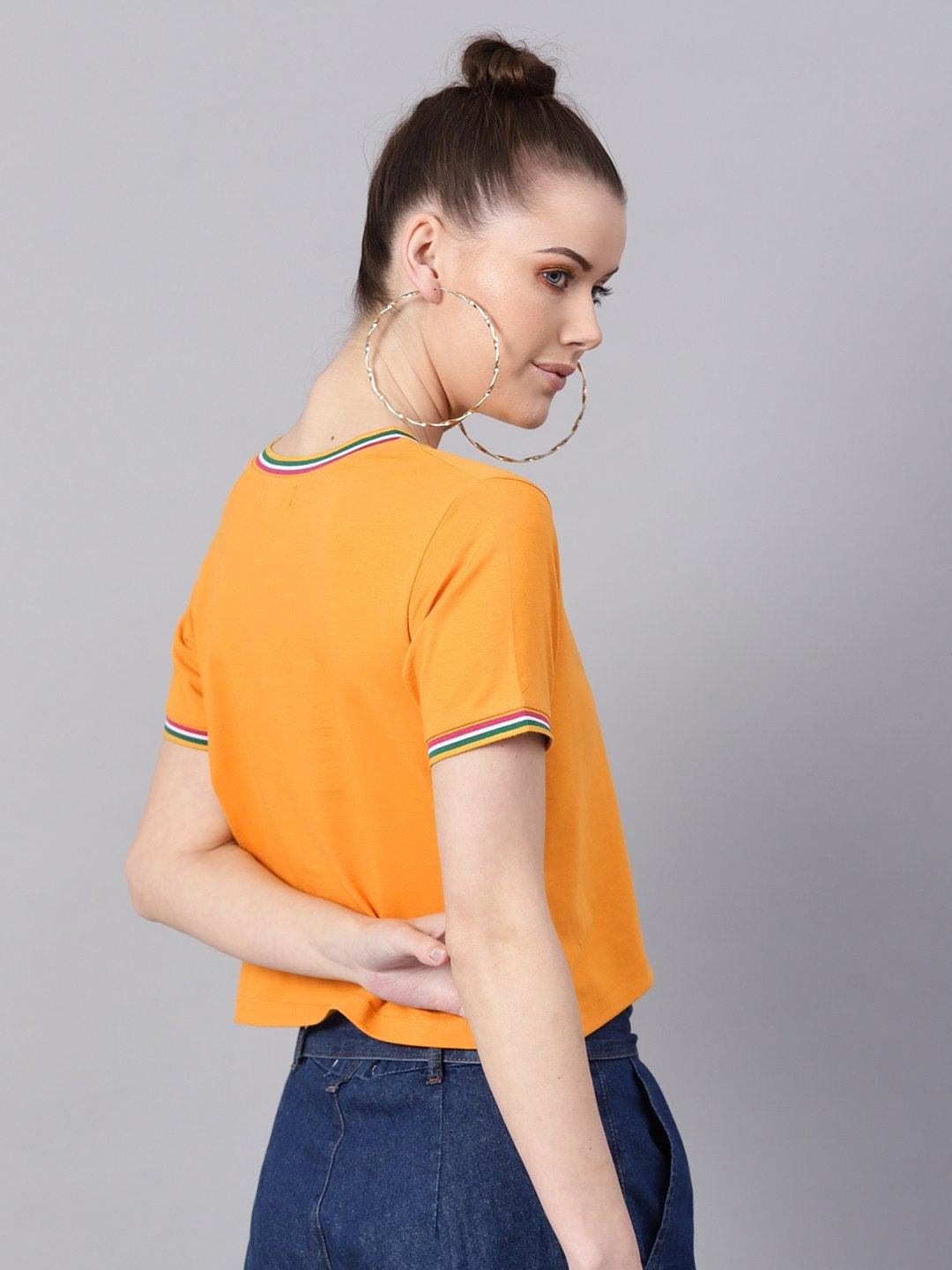 Women's Mustard Athleisure Rib Crop Top - SASSAFRAS - Indiakreations