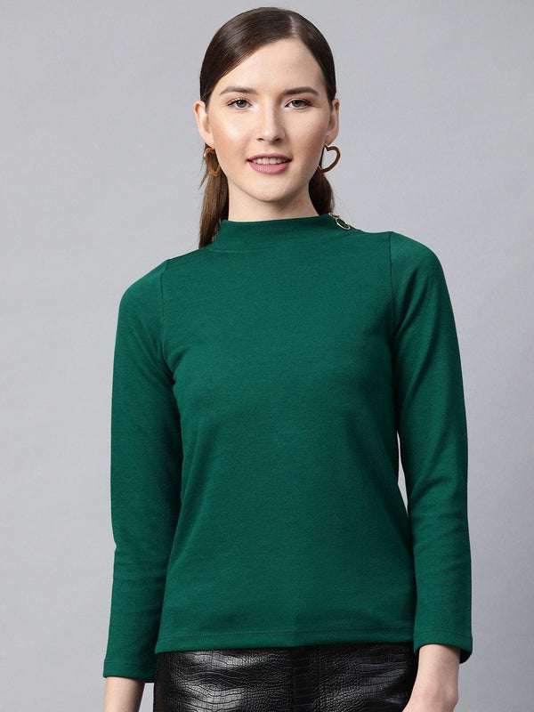 Women's Emerald High Neck Rib Top - SASSAFRAS