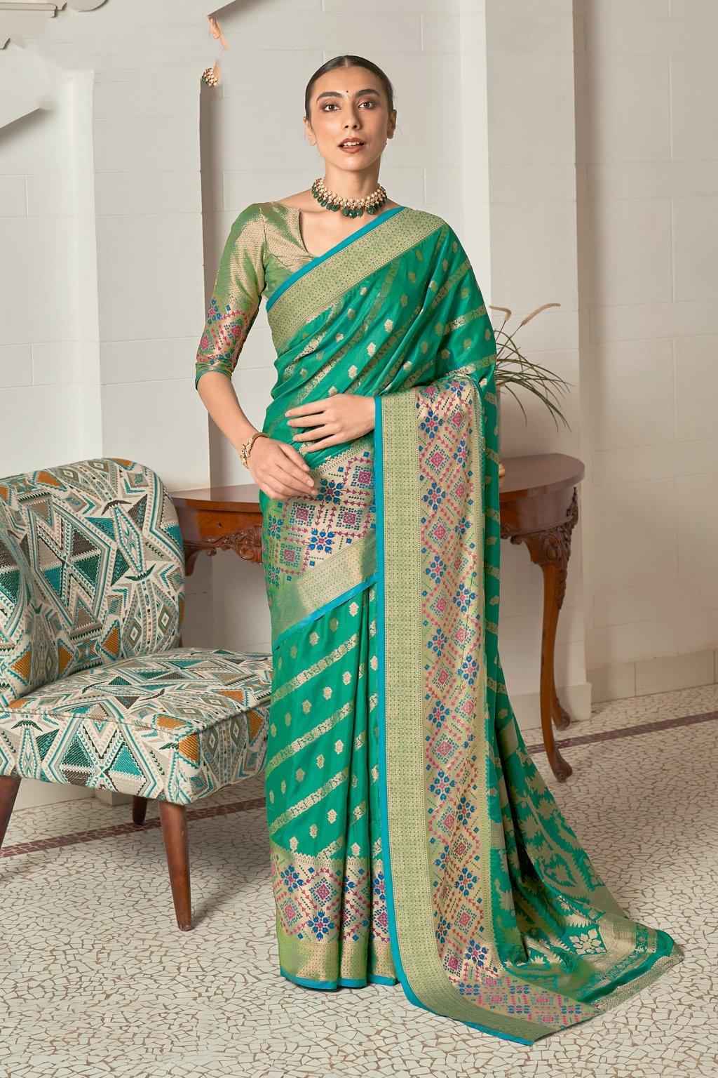 Women's Silk Woven Work Traditional saree - Sangam Prints - Indiakreations