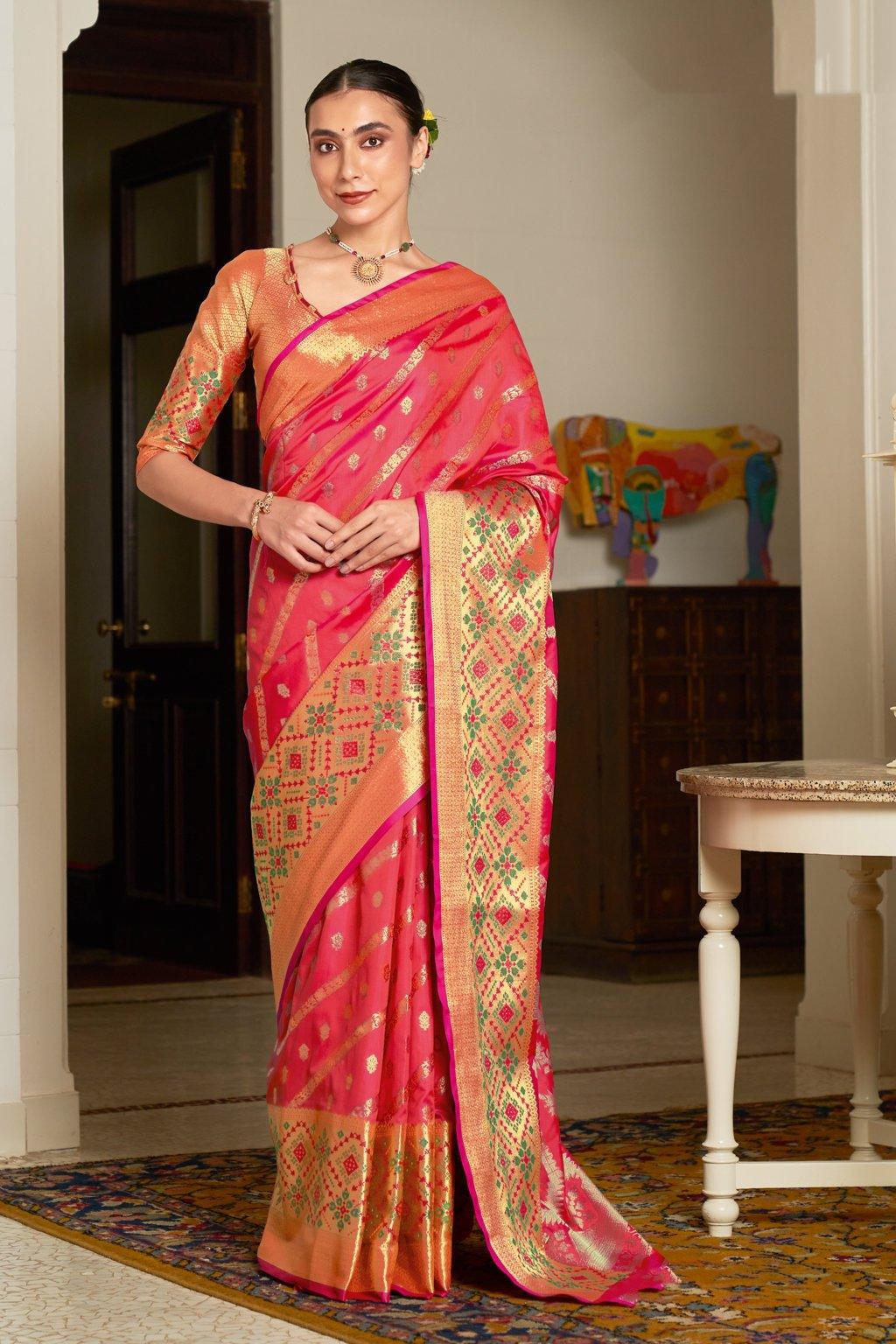 Women's Silk Woven Work Traditional saree - Sangam Prints - Indiakreations