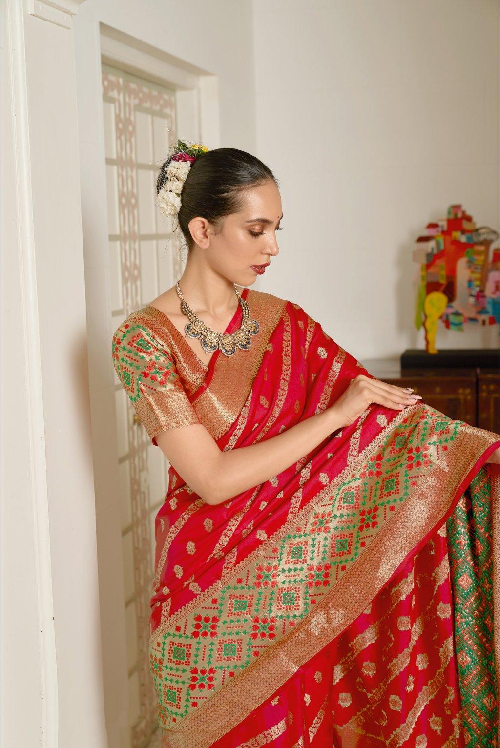 Women's Silk Woven Work Traditional saree - Sangam Prints - Indiakreations