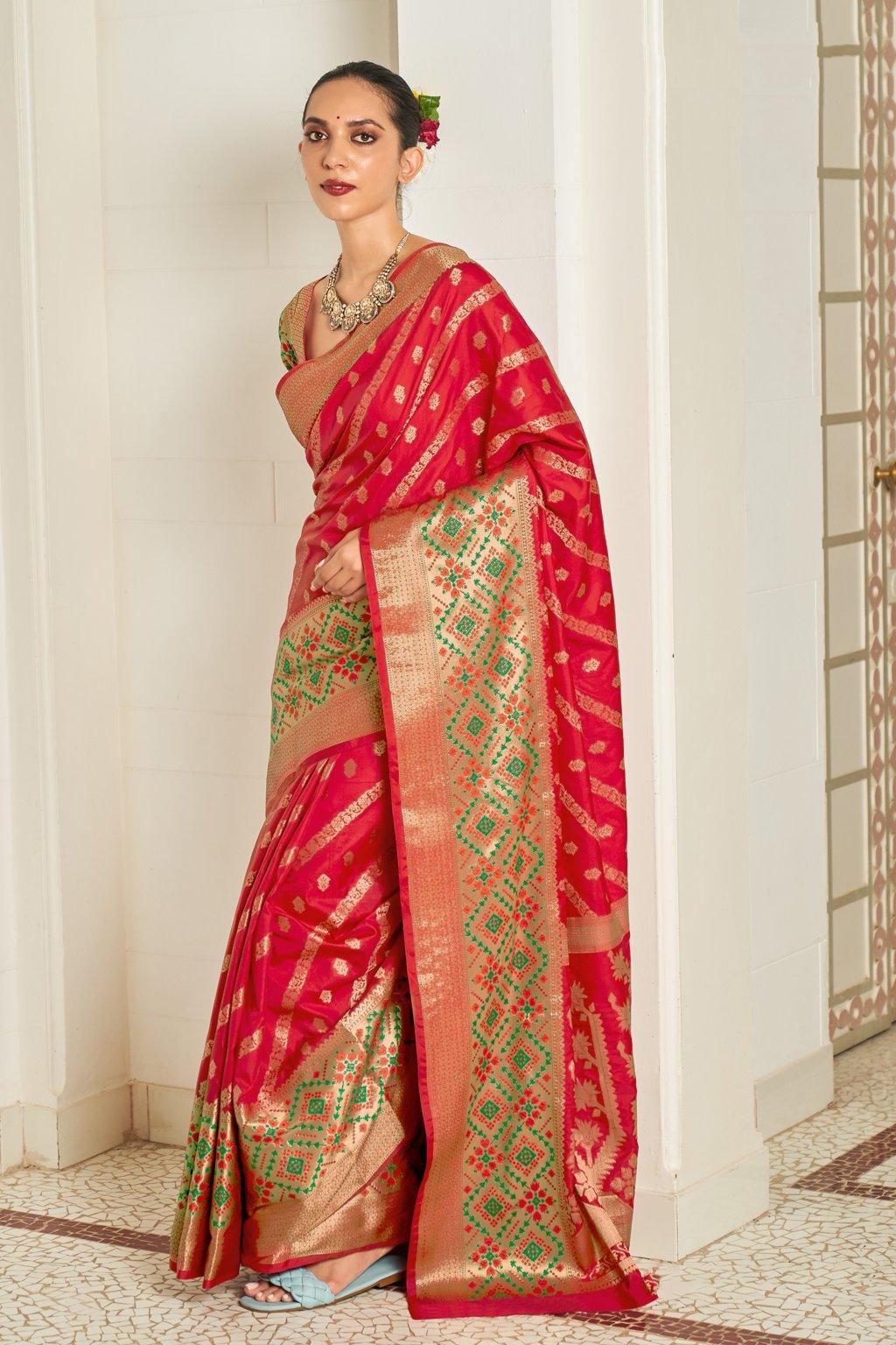 Women's Silk Woven Work Traditional saree - Sangam Prints - Indiakreations