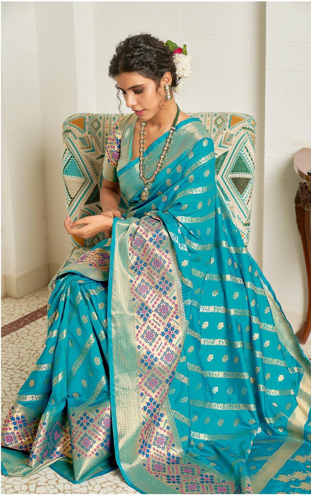 Women's Silk Woven Work Traditional saree - Sangam Prints - Indiakreations