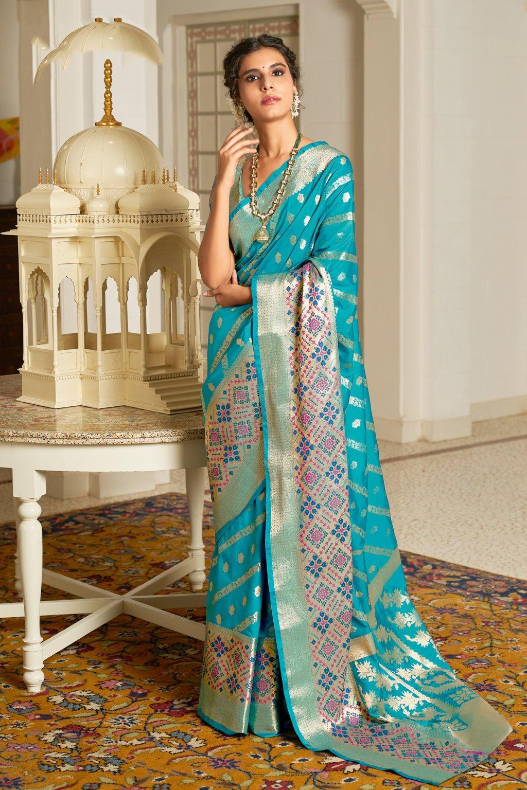 Women's Silk Woven Work Traditional saree - Sangam Prints - Indiakreations