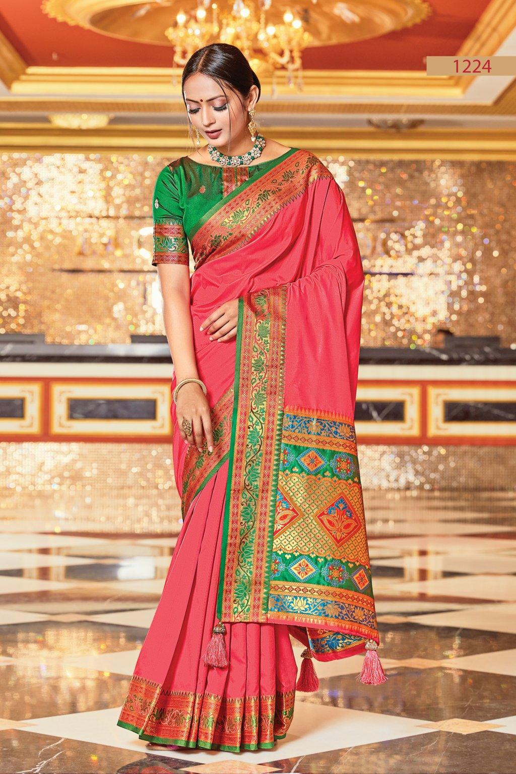 Women's Silk Woven Work Traditional Tassle saree - Sangam Prints - Indiakreations