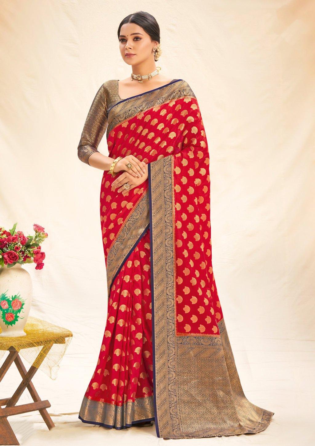 Women's Silk Woven Work Traditional saree - Sangam Prints - Indiakreations