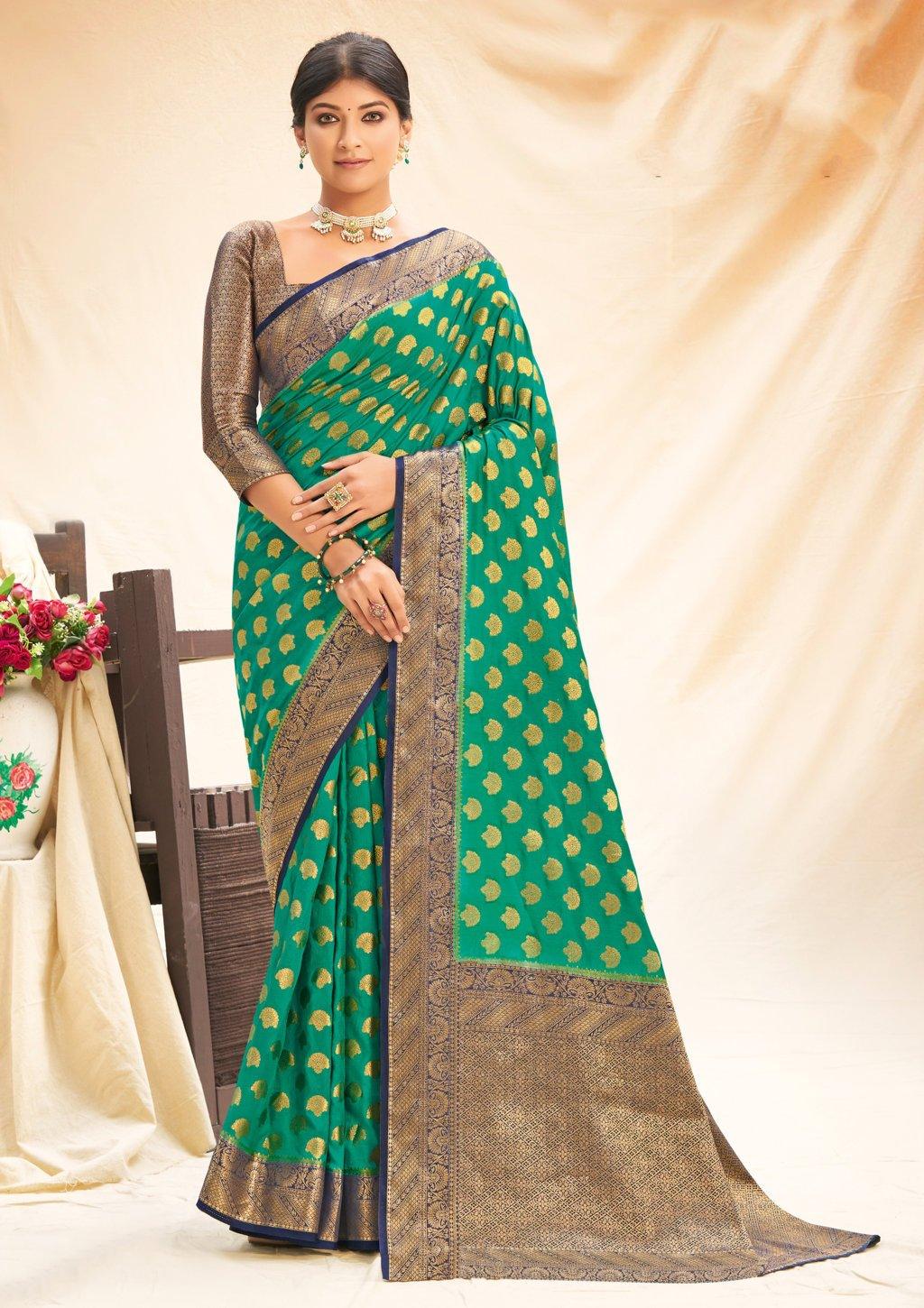 Women's Silk Woven Work Traditional saree - Sangam Prints - Indiakreations