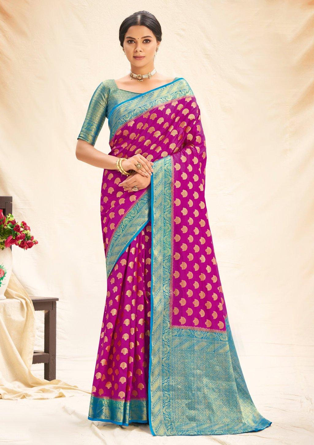 Women's Silk Woven Work Traditional saree - Sangam Prints - Indiakreations