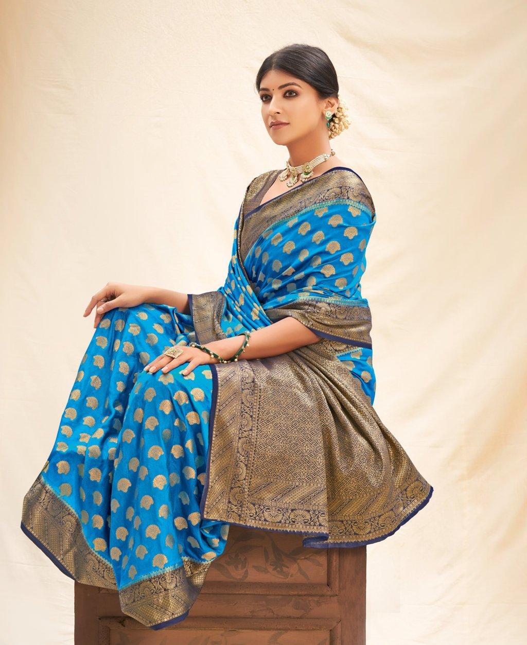 Women's Silk Woven Work Traditional saree - Sangam Prints - Indiakreations