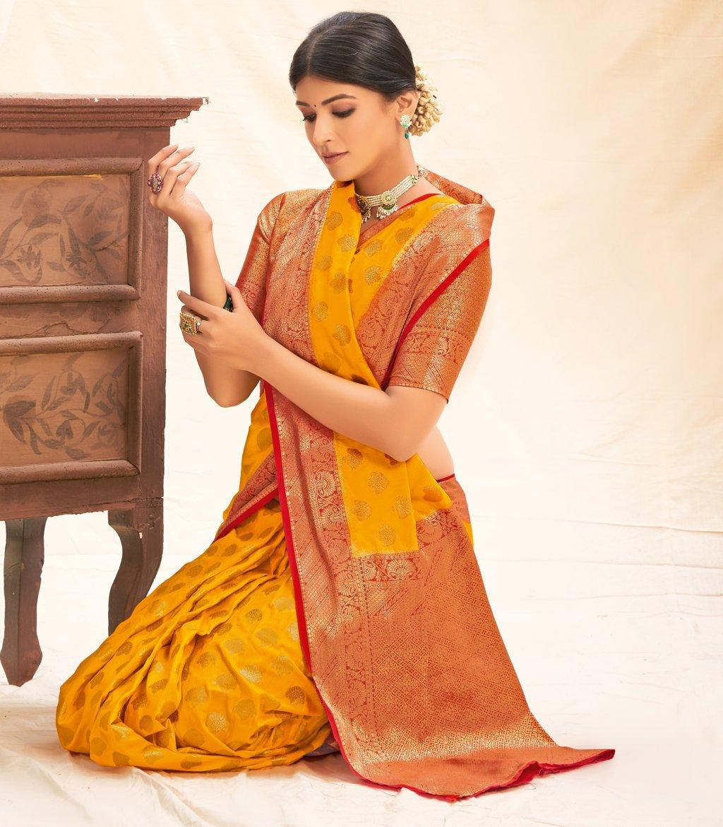 Women's Silk Woven Work Traditional saree - Sangam Prints - Indiakreations