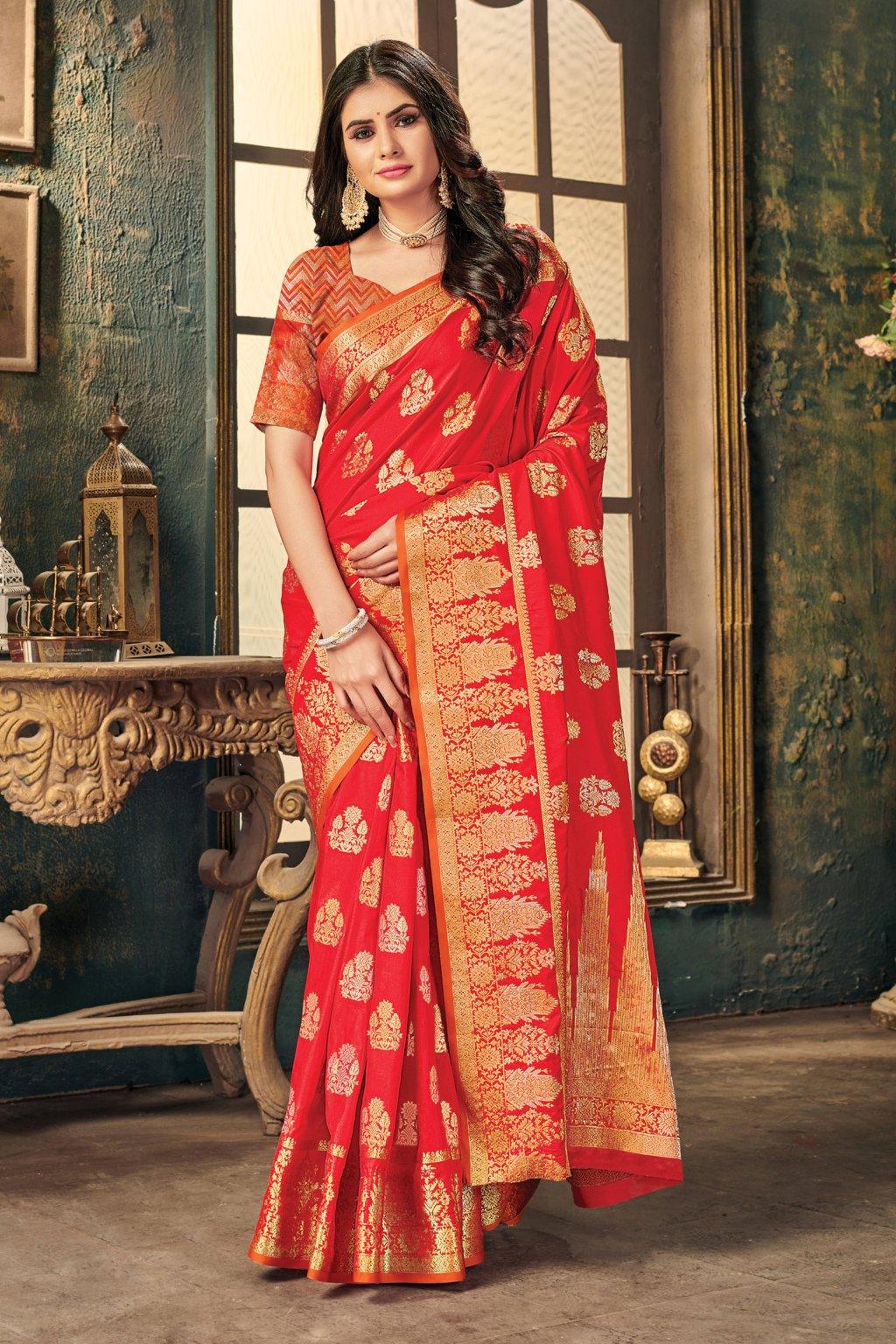 Women's Silk Woven Work Traditional saree - Sangam Prints - Indiakreations