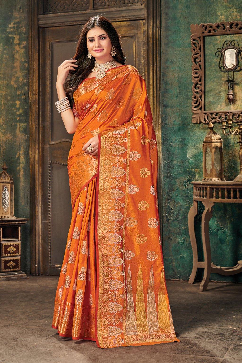 Women's Silk Woven Work Traditional saree - Sangam Prints - Indiakreations