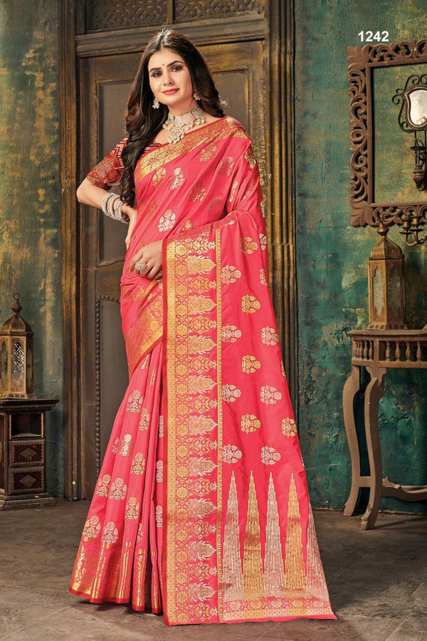 Women's Silk Woven Work Traditional saree - Sangam Prints - Indiakreations