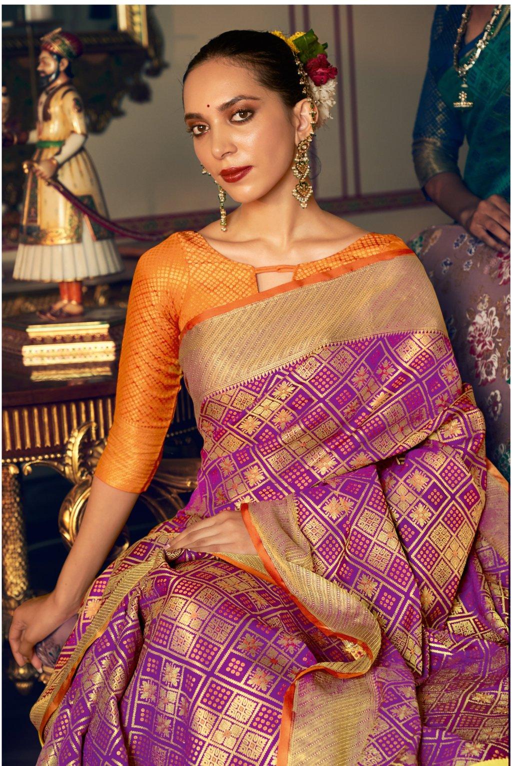 Women's Patola Silk Woven Work Traditional Tassle saree - Sangam Prints - Indiakreations