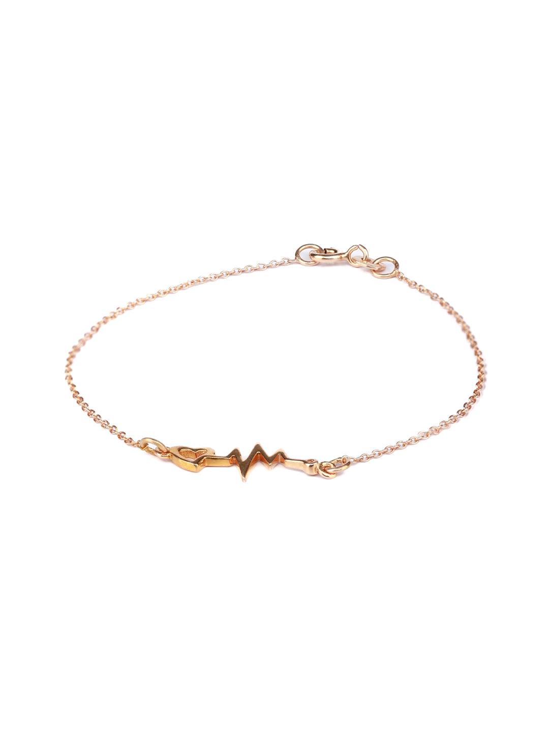 Women's Rose Gold Heartbeat Sterling Silver Bracelet - Priyaasi - Indiakreations