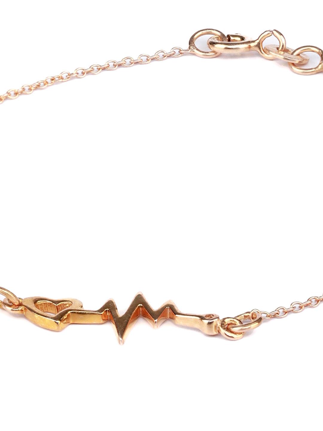 Women's Rose Gold Heartbeat Sterling Silver Bracelet - Priyaasi - Indiakreations