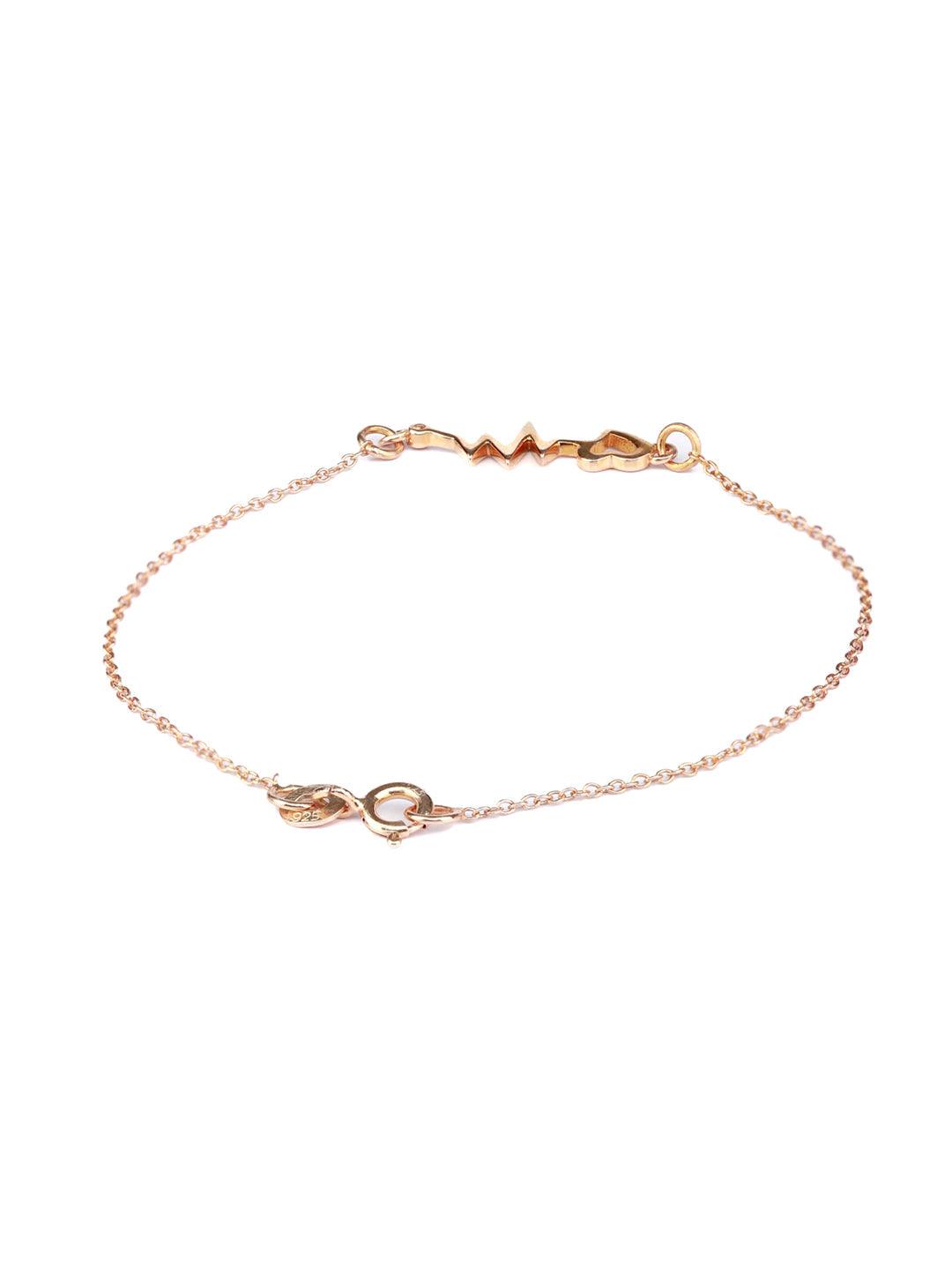 Women's Rose Gold Heartbeat Sterling Silver Bracelet - Priyaasi - Indiakreations