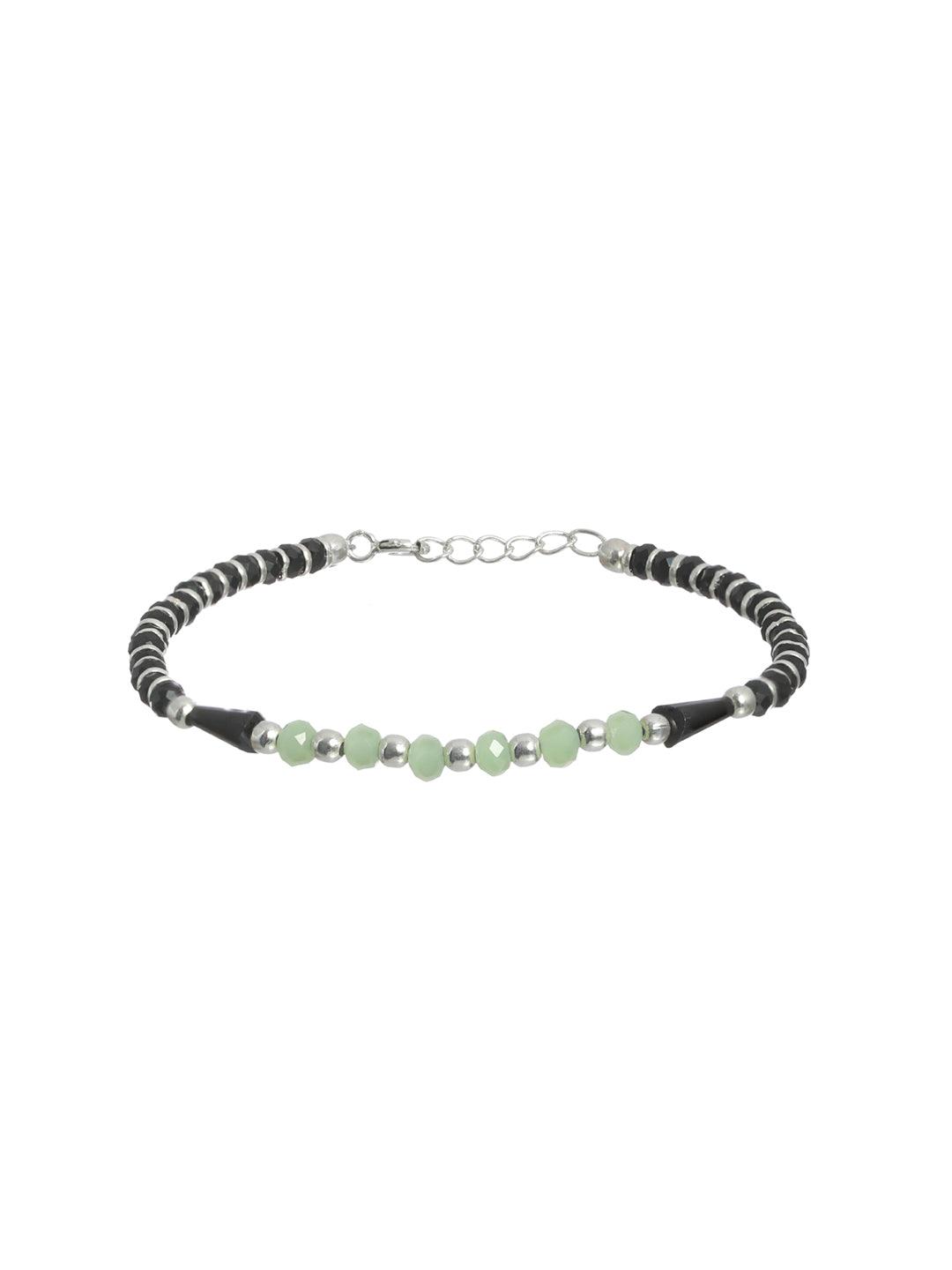 Women's Green and Black Stones Sterling Silver Bracelet - Priyaasi - Indiakreations