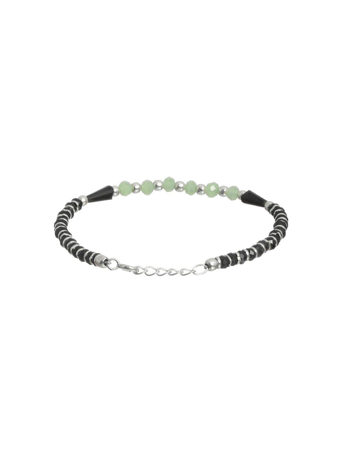 Women's Green and Black Stones Sterling Silver Bracelet - Priyaasi - Indiakreations