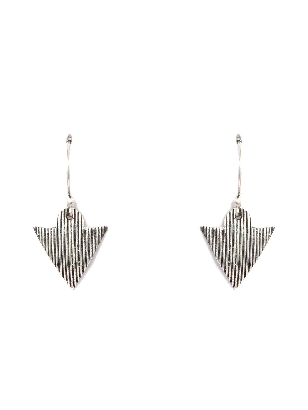 Women's Patterned Sterling Silver Triangle Drop Earrings - Priyaasi - Indiakreations