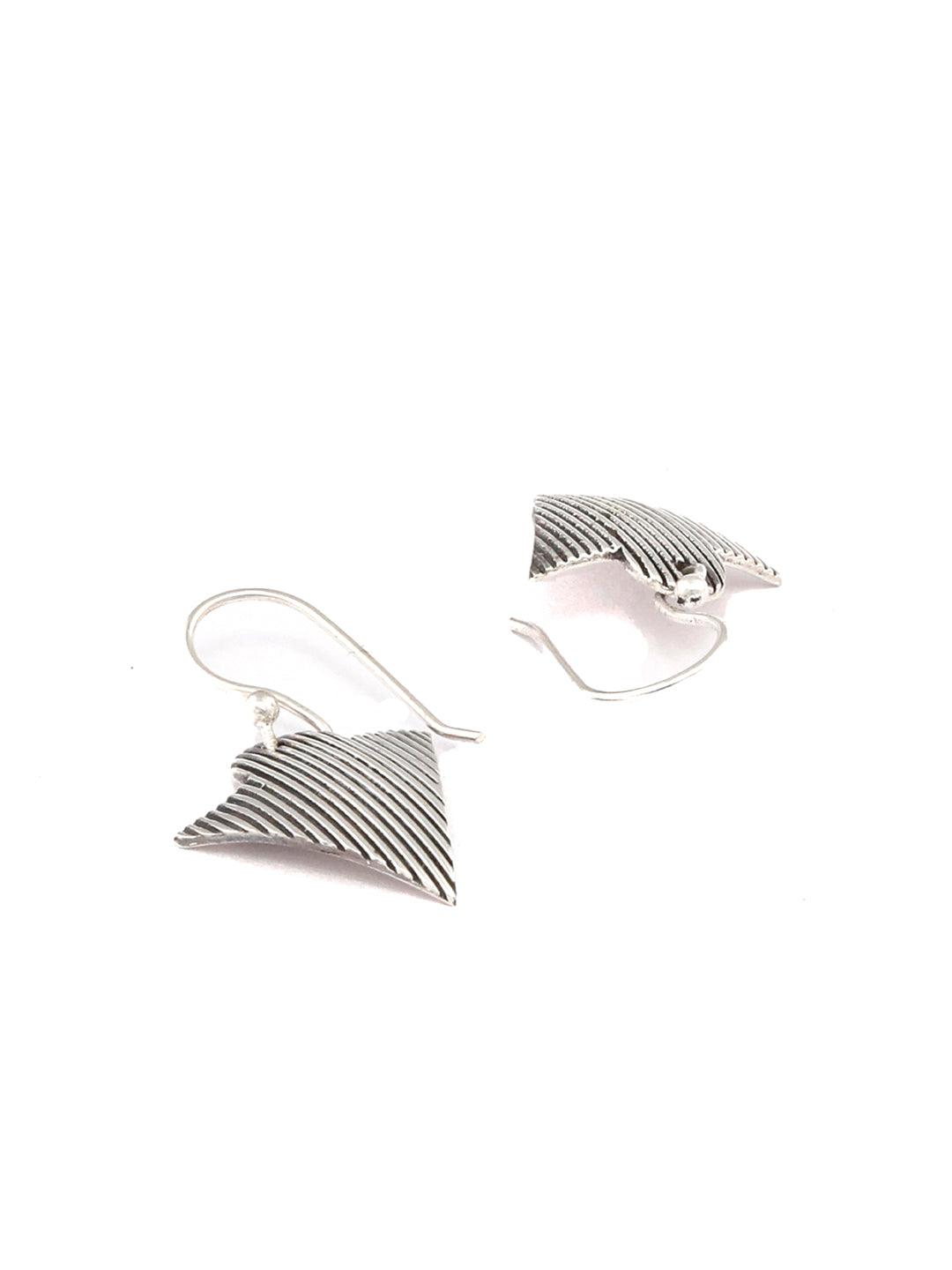 Women's Patterned Sterling Silver Triangle Drop Earrings - Priyaasi - Indiakreations