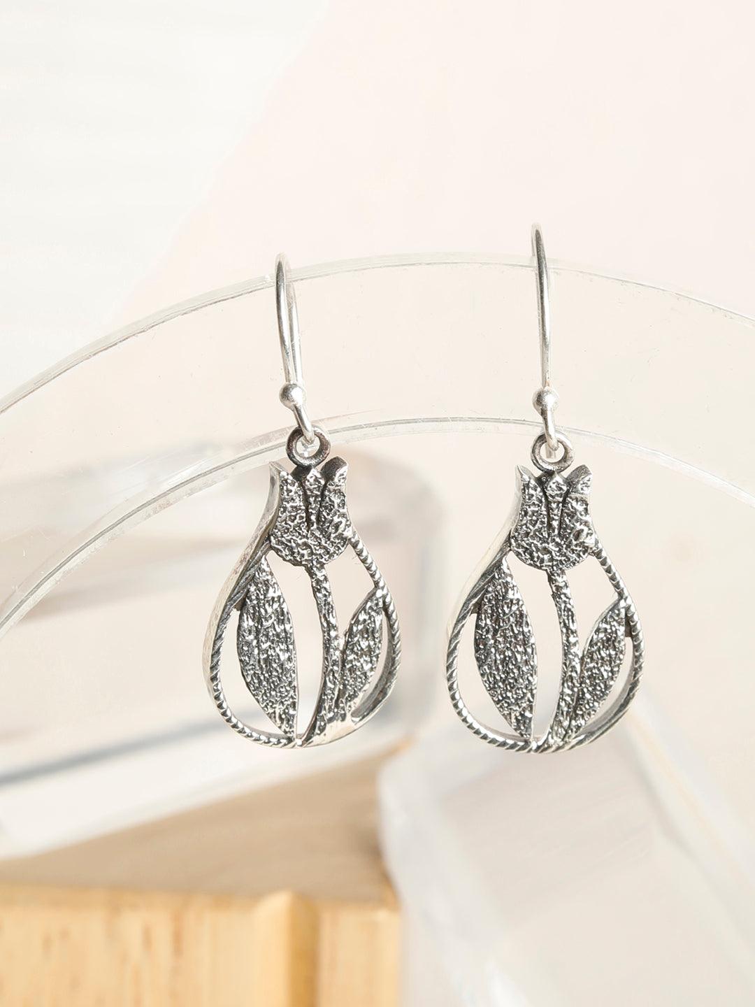 Women's Tulip Sterling Silver Drop Earrings - Priyaasi - Indiakreations