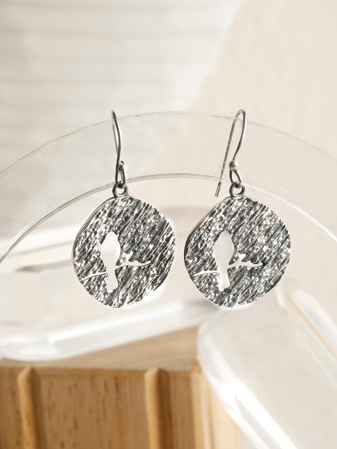 Women's Brushed Sterling Silver Drop Earrings - Priyaasi - Indiakreations