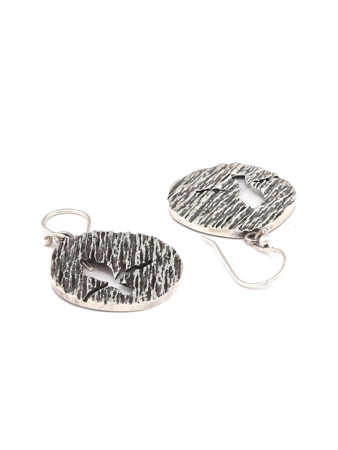 Women's Brushed Sterling Silver Drop Earrings - Priyaasi - Indiakreations