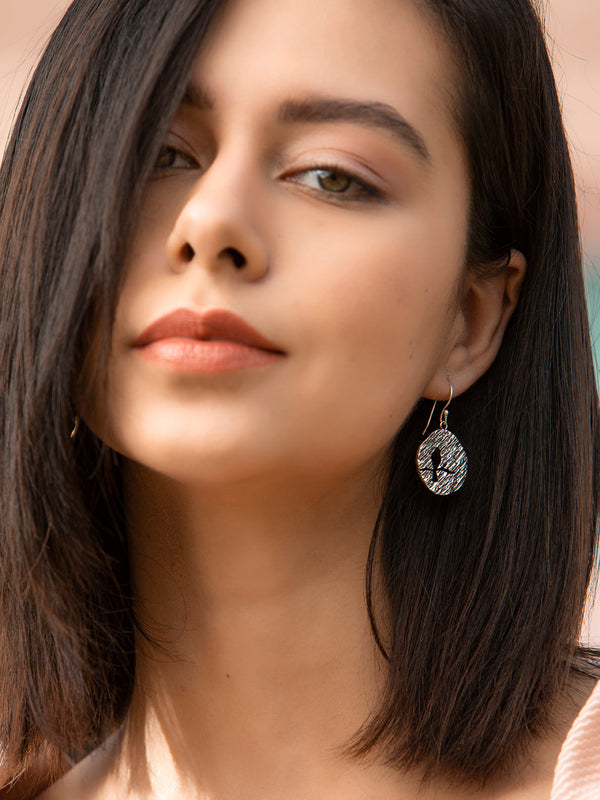 Women's Brushed Sterling Silver Drop Earrings - Priyaasi