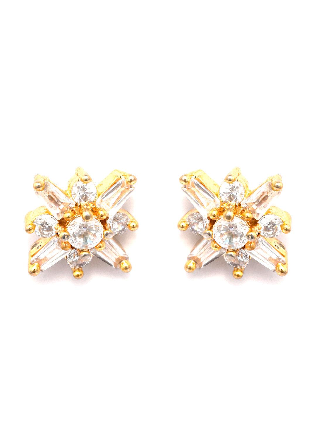 Women's Sterling Silver Floral Gold Plated Studs - Priyaasi - Indiakreations