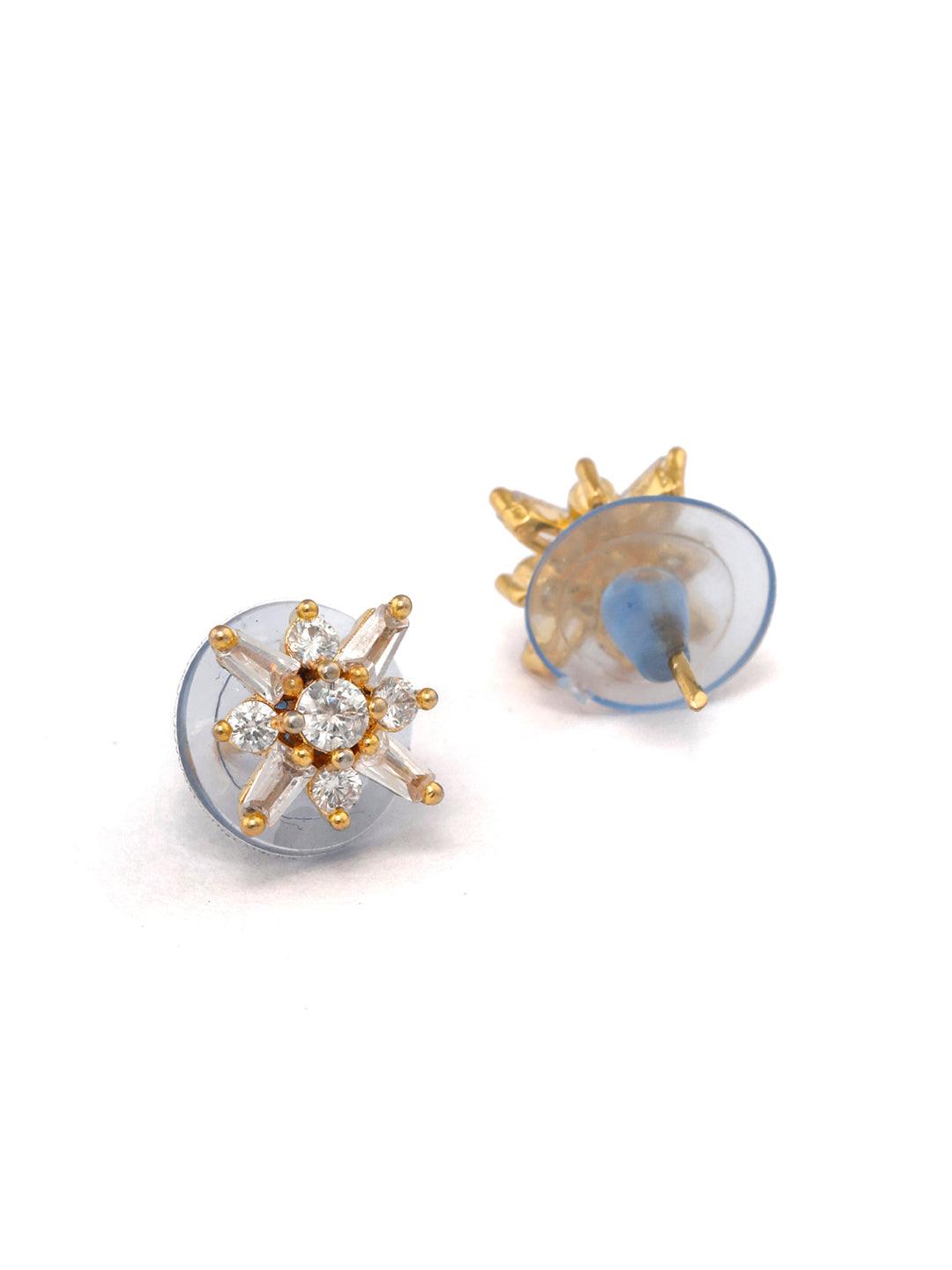 Women's Sterling Silver Floral Gold Plated Studs - Priyaasi - Indiakreations