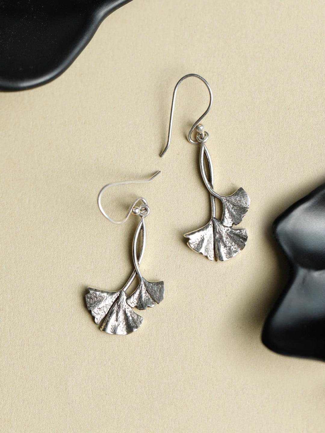 Women's Sheer Joy-Sterling Silver Dancing Leaves Drop Earrings - Priyaasi - Indiakreations