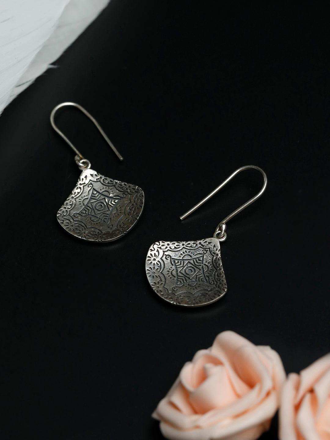 Women's Sterling Silver Tribal Drop Earrings - Priyaasi - Indiakreations