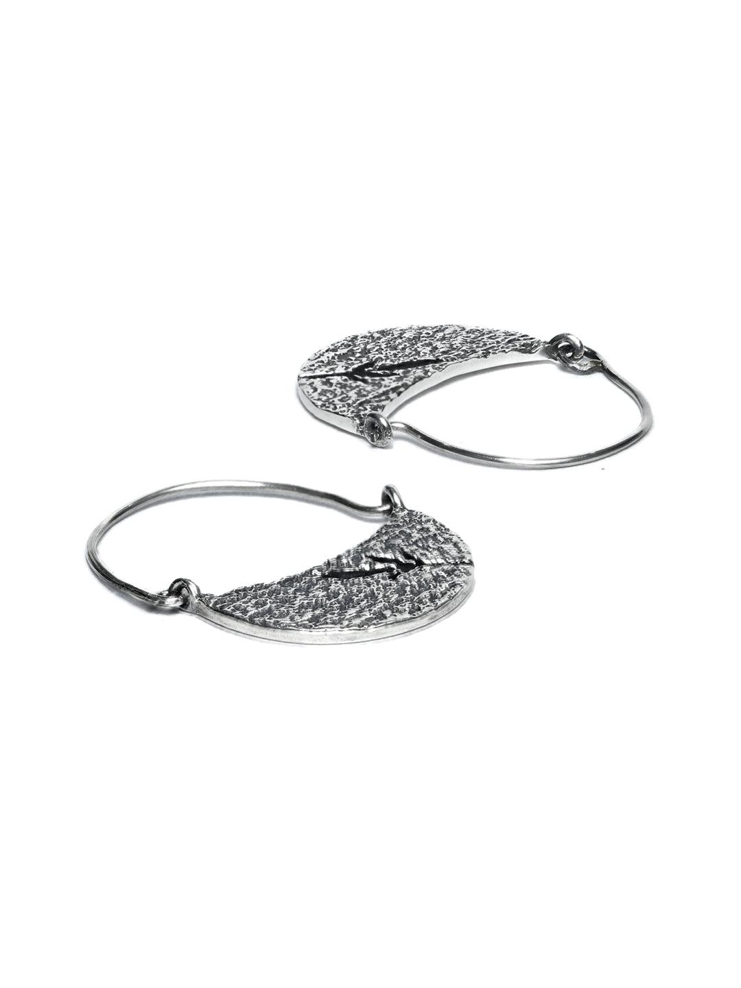 Women's Sterling Silver Leaf Crescent Hoops - Priyaasi - Indiakreations