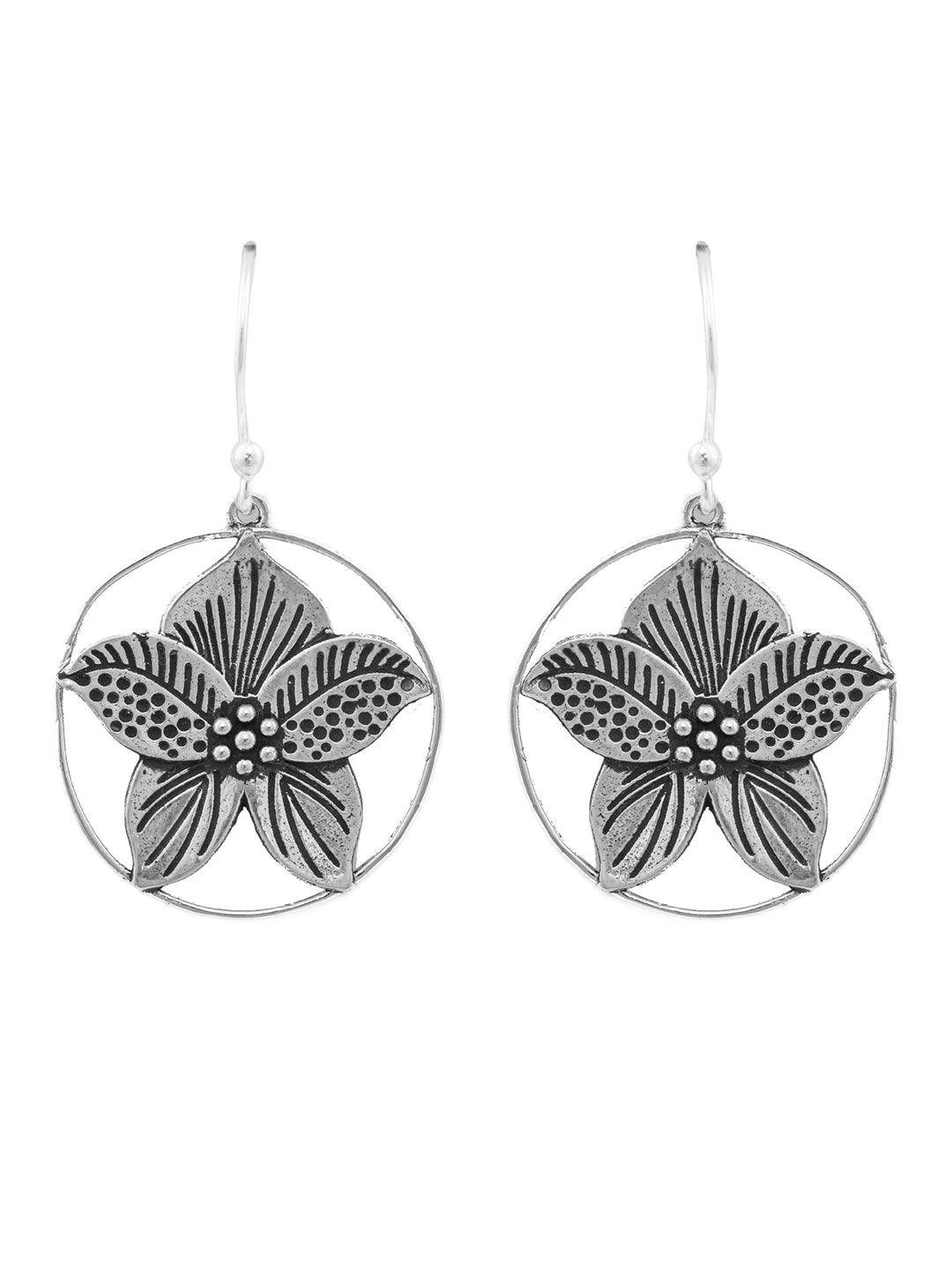 Women's Sterling Silver Sphere Floral Drop Earrings - Priyaasi - Indiakreations