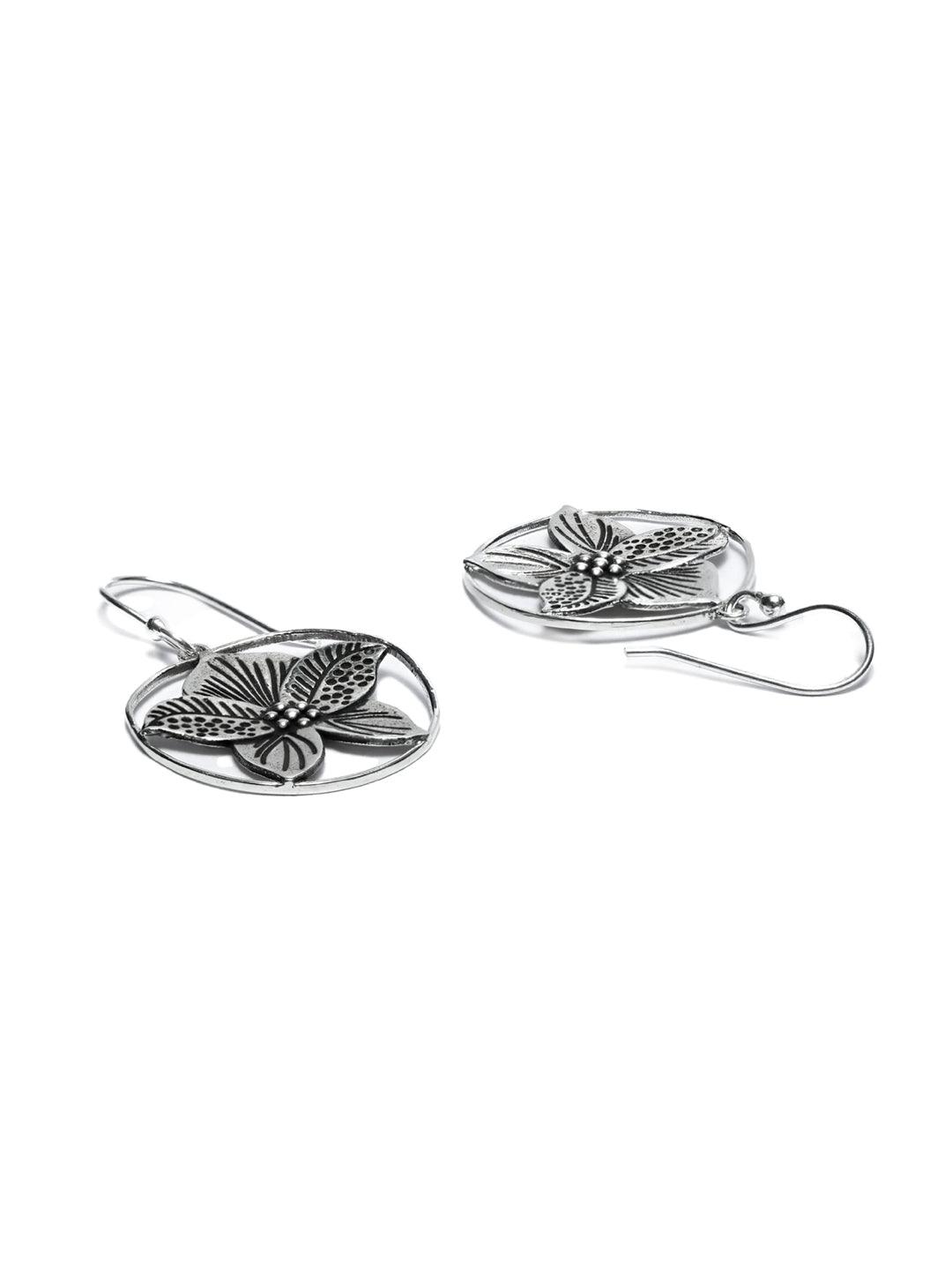 Women's Sterling Silver Sphere Floral Drop Earrings - Priyaasi - Indiakreations