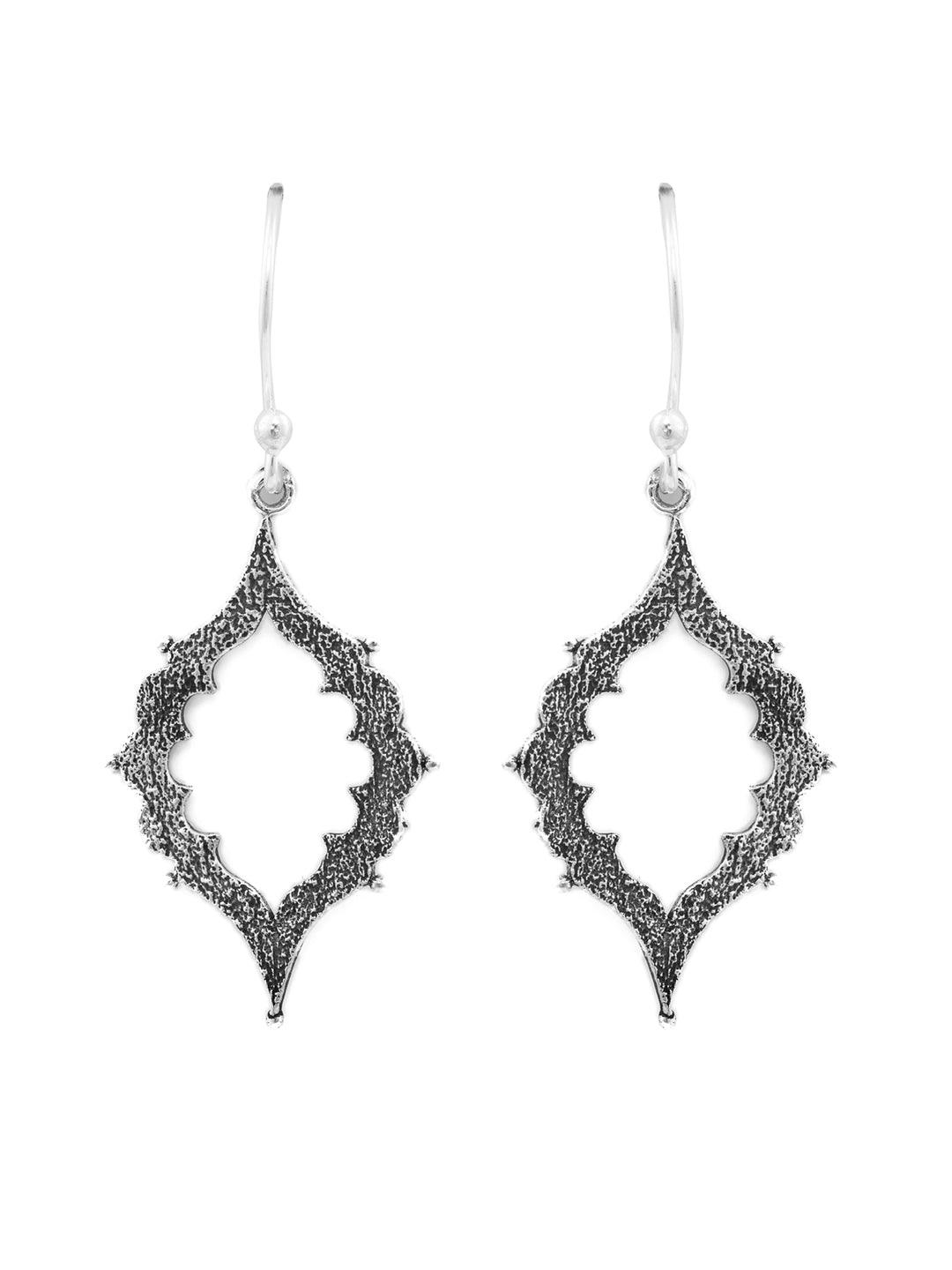 Women's Oxidised Silver Intricate Teardrop Earring - Priyaasi - Indiakreations