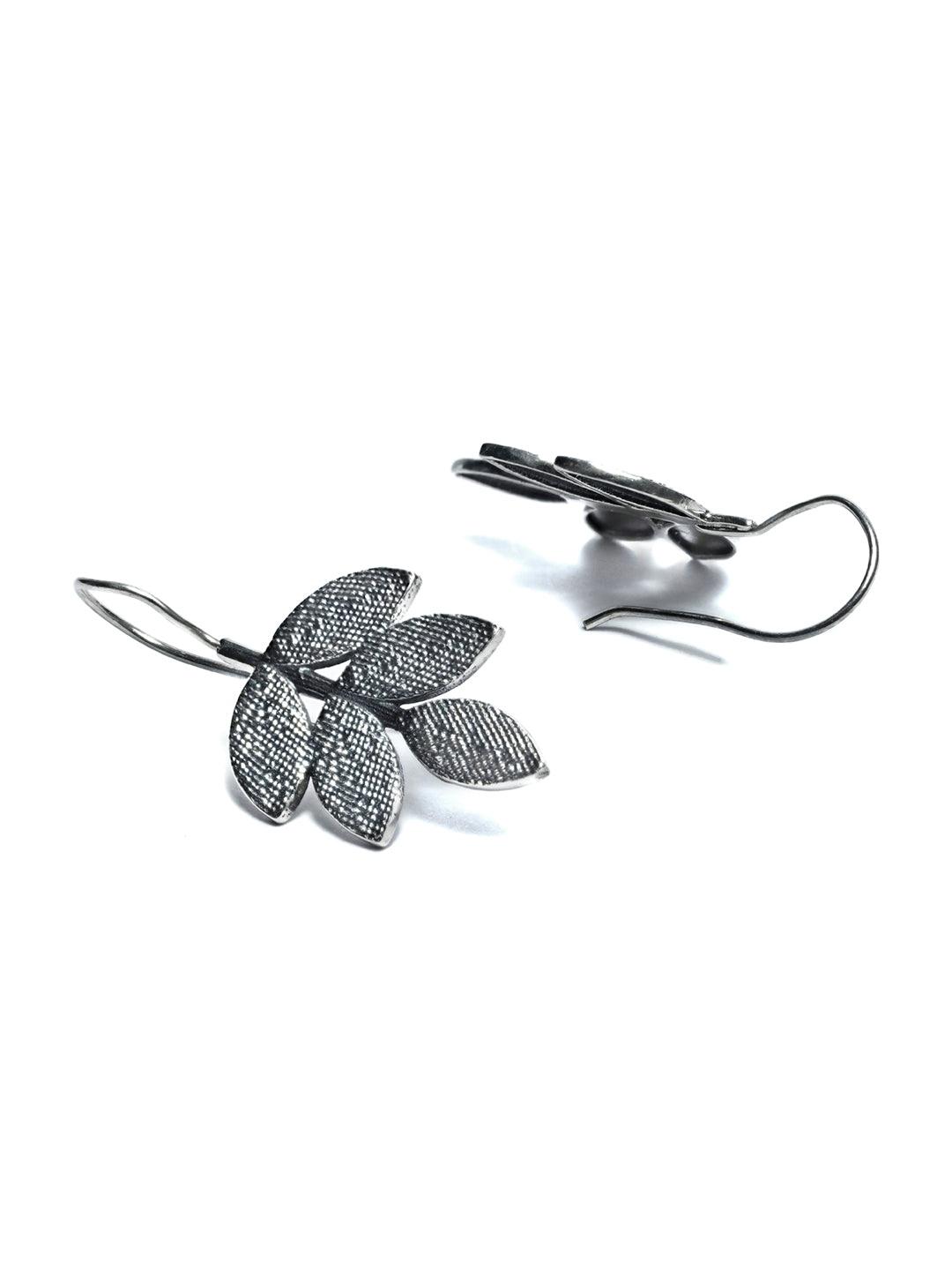 Women's Oxidised Silver Leaf Dangle Earrings - Priyaasi - Indiakreations