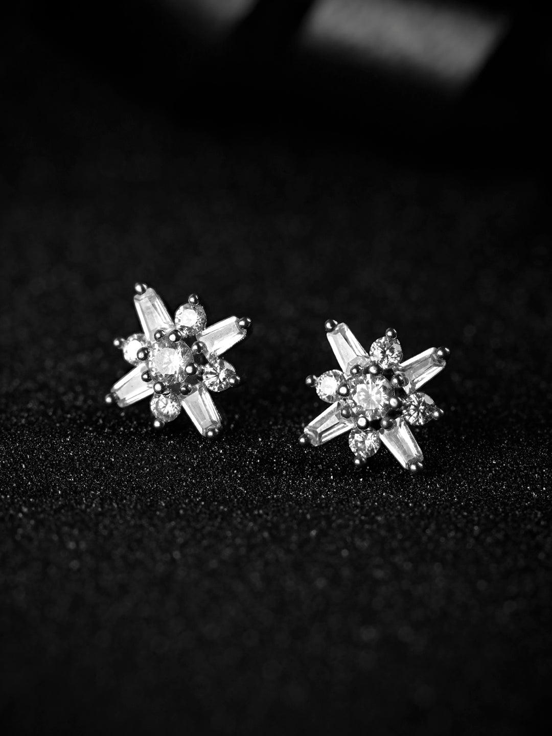 Women's Sterling Silver Blooming Flower Studs - Priyaasi - Indiakreations