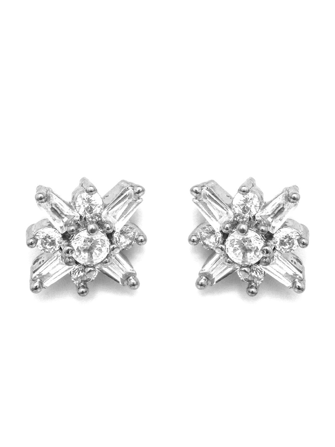 Women's Sterling Silver Blooming Flower Studs - Priyaasi - Indiakreations